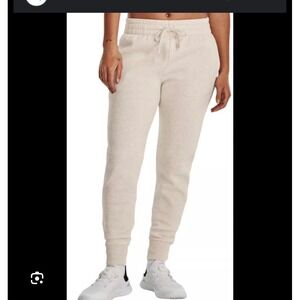 NWT Under Armour UA Rival Fleece Jogger Pants Womens Beige Athletic Comfort SZ S